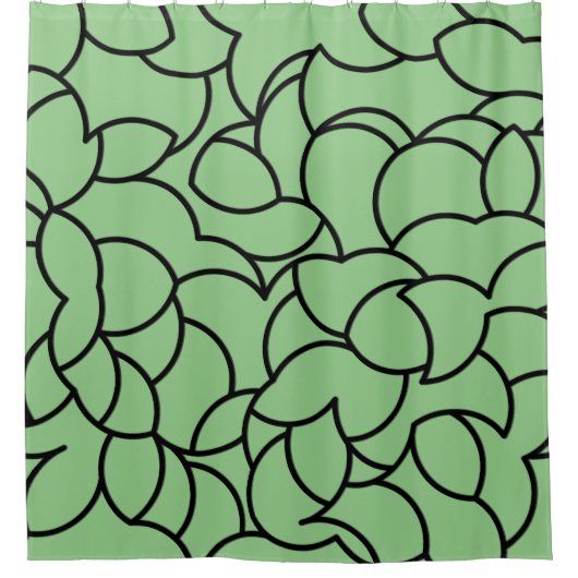 Zwart-groen, Abstract Douchegordijn (Voorkant)