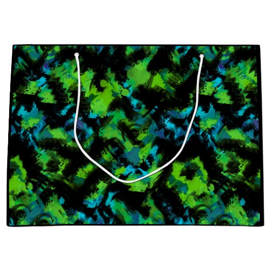Zwart-groen abstract groot cadeauzakje (Voorkant)