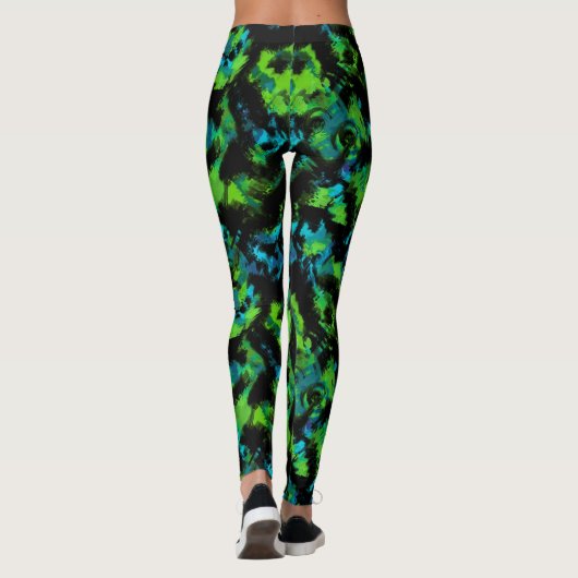 Zwart-groen abstract leggings (Achterkant)