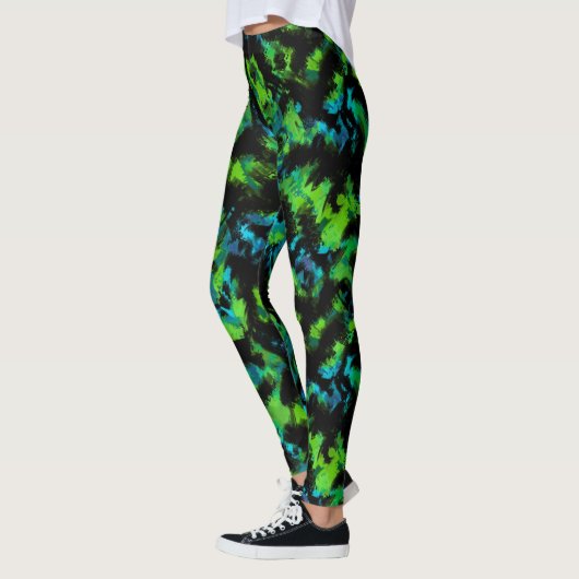 Zwart-groen abstract leggings (Links)