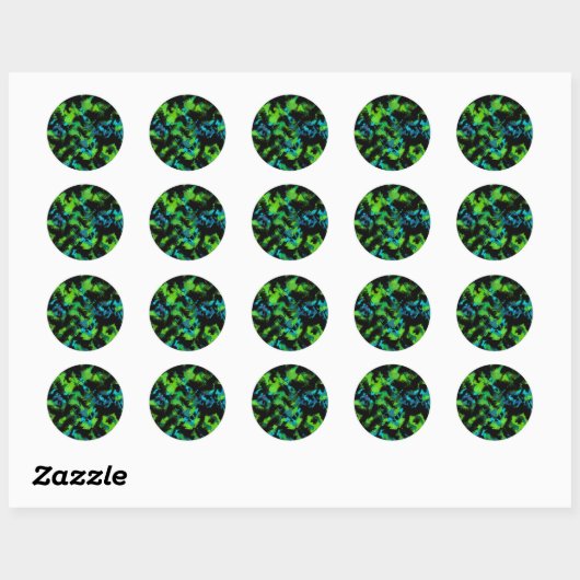 Zwart-groen abstract ronde sticker (Vel)