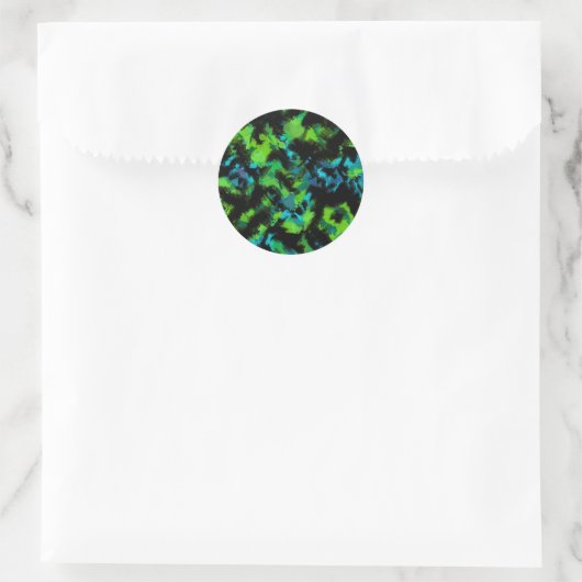 Zwart-groen abstract ronde sticker (Tas)