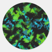 Zwart-groen abstract ronde sticker (Voorkant)