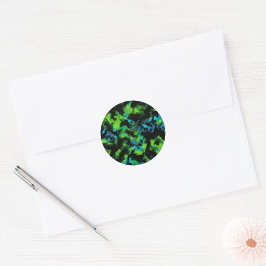 Zwart-groen abstract ronde sticker (Envelop)