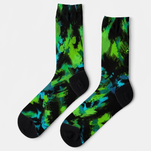 Zwart-groen abstract sokken (Links)