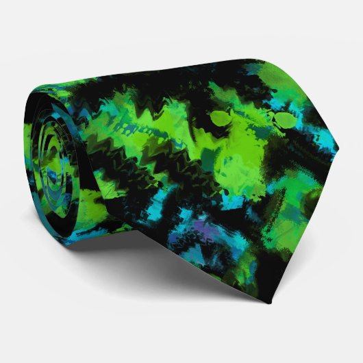 Zwart-groen abstract stropdas (Opgerold)