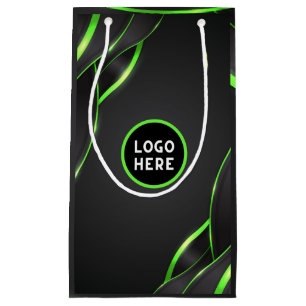 Zwart & Groen Abstract Vloeibaar Design Logo Toe Klein Cadeauzakje