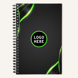 Zwart & Groen Abstract Vloeibaar Design | Logo Toe Notitieboek