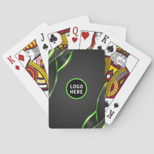 Zwart & Groen Abstract Vloeibaar Design   Logo Toe Pokerkaarten