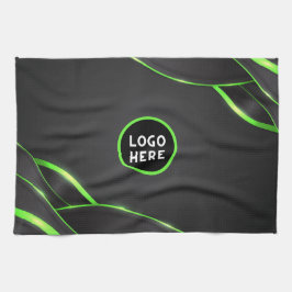 Zwart & Groen Abstract Vloeibaar Design | Logo Toe Theedoek