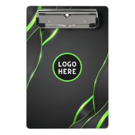Zwart & Groen Abstract Vloeibaar Design | Voeg Log Mini Klembord