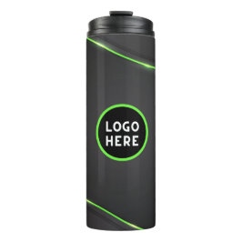 Zwart & Groen Abstract Vloeibaar Design | Voeg Log Thermosbeker