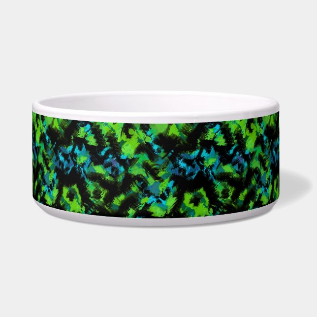 Zwart-groen abstract voerbakje (Voorkant)