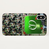ZWART GROEN ART NOUVEAU EDELSTEEN MONOGRAM Smaragd Case-Mate iPhone Case (Achterkant (horizontaal))