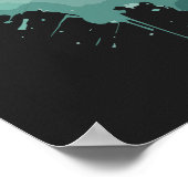 Zwart Groen Astronaut Cat Design Poster (Hoek)