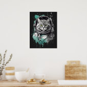 Zwart Groen Astronaut Cat Design Poster (Keuken)
