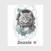 Zwart Groen Astronaut Cat Design Sticker (Vel)