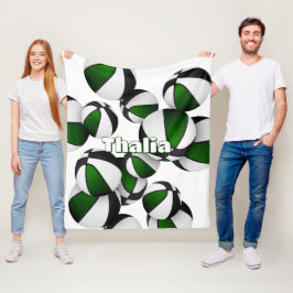 Zwart Groen Basketbal Team Kleuren Sport Decor Fleece Deken
