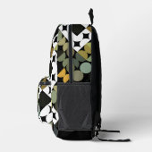 Zwart Groen Beige Bruin Mideeuwse cirkels Patroon Bedrukte Rugzak (Rechts)