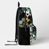 Zwart Groen Beige Bruin Mideeuwse cirkels Patroon Bedrukte Rugzak (Links)