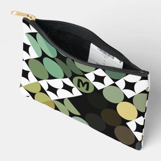 Zwart Groen Beige Bruin Mideeuwse cirkels Patroon Etui (Open)