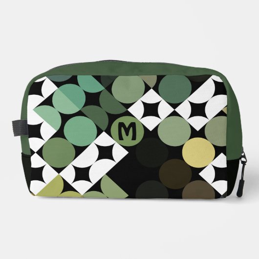 Zwart Groen Beige Bruin Mideeuwse cirkels Patroon Toilettasje (Voorkant)