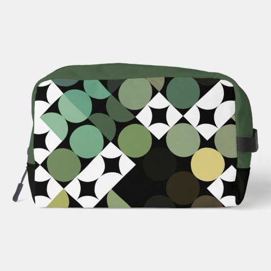 Zwart Groen Beige Bruin Mideeuwse cirkels Patroon Toilettasje (Achterkant)