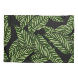 Zwart Groen Blad Luxe Kussensloop