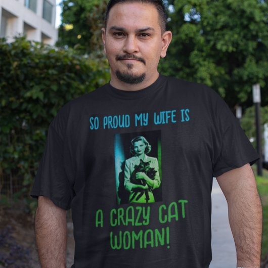 Zwart Groen Blauw Gepersonaliseerde Crazy Cat Woma Tri-Blend Shirt