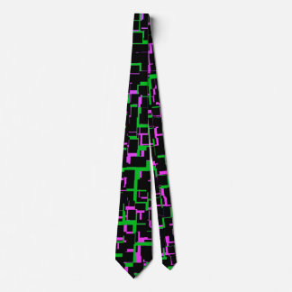 Zwart Groen Blauw Paars Patroon Stropdas