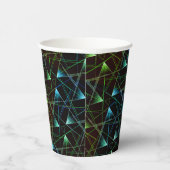 Zwart groen blauw patroon Abstract Uniek Geometris Papieren Bekers (Rechts)