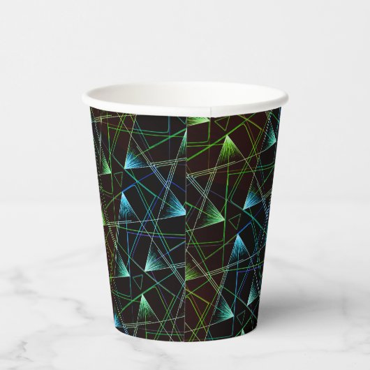 Zwart groen blauw patroon Abstract Uniek Geometris Papieren Bekers (Rechts)