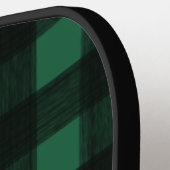 Zwart-groen buffelblok Monogram Initiaal controle Pickleball Paddle (Links Detail)