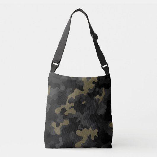 Zwart Groen Camo Urban Cargo Realistisch Crossbody Tas (Voorkant)