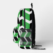 Zwart Groen Chevron Stripe Bedrukte Rugzak (Rechts)
