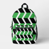 Zwart Groen Chevron Stripe Bedrukte Rugzak (Voorkant)