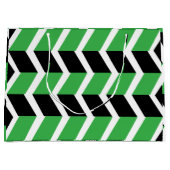 Zwart Groen Chevron Stripe Groot Cadeauzakje (Voorkant)