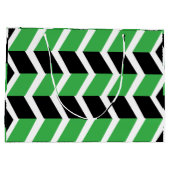Zwart Groen Chevron Stripe Groot Cadeauzakje (Achterkant)