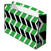 Zwart Groen Chevron Stripe Groot Cadeauzakje (Achterkant Gekanteld)