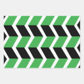 Zwart Groen Chevron Stripe Inpakpapier Vel (Voorkant 3)