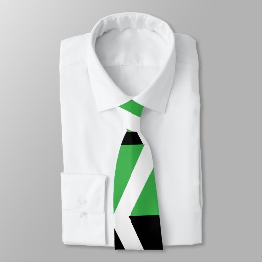 Zwart Groen Chevron Stripe Stropdas (Gebonden)