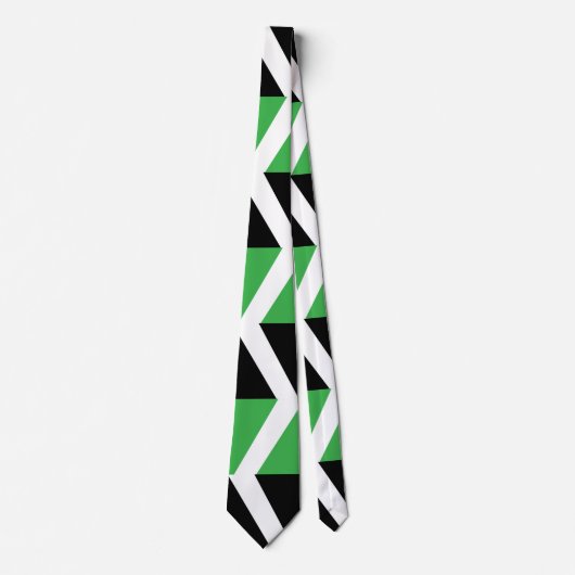 Zwart Groen Chevron Stripe Stropdas (Voorkant)
