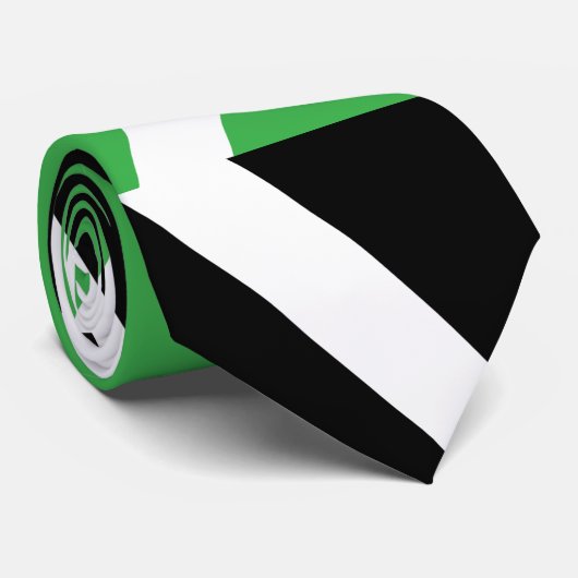 Zwart Groen Chevron Stripe Stropdas (Opgerold)