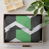 Zwart Groen Chevron Stripe Tissuepapier (Geschenk)