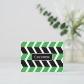 Zwart Groen Chevron Stripe Visitekaartje (Staand voorkant)