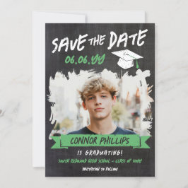 Zwart Groen Cool Chalk Foto Afstuderen Save The Date