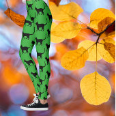 Zwart Groen Crazy Cat Woman Leggings