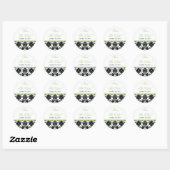 Zwart & Groen Damask Bewaar de datum Bruiloft Stic Ronde Sticker (Vel)