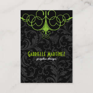 Zwart & Groen Damasks Visitekaartje