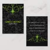 Zwart & Groen  Damasks Visitekaartje (Voorkant / Achterkant)